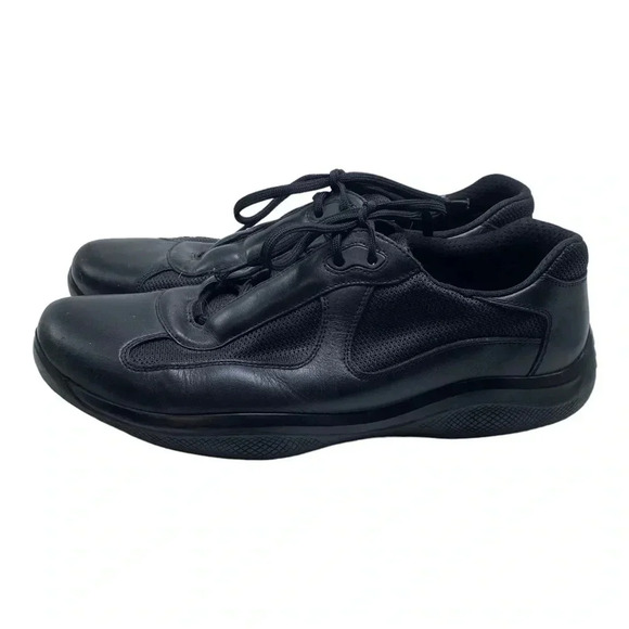 Prada Americas cup black leather mesh sneaker casual shoe size 11 - Picture 2 of 10